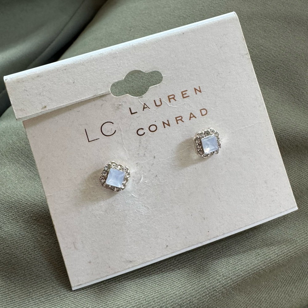 Lauren Conrad Blue Square Earrings NWT